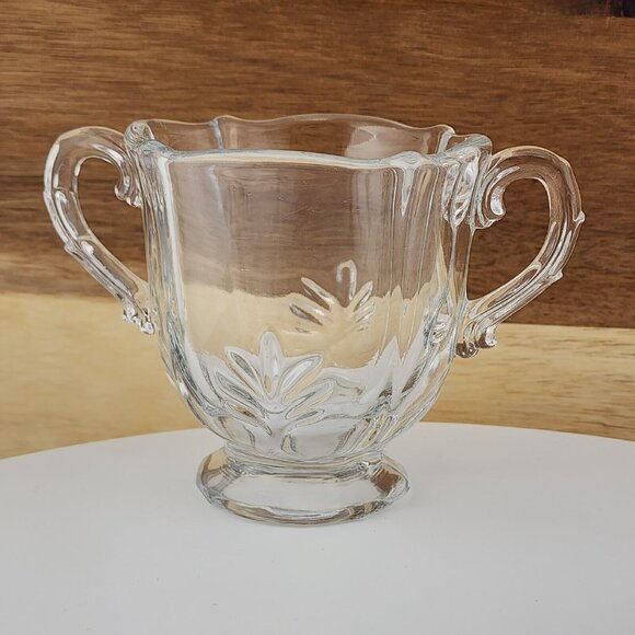 Fostoria Baroque Clear Glass 2-handled Open Sugar and Creamer Set #2496 serving - Picture 5 of 11